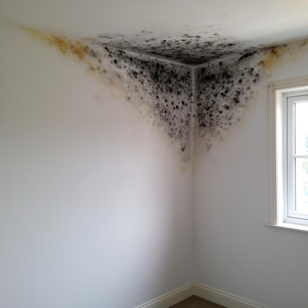 Wand mit Schimmelbefall vor der Sanierung